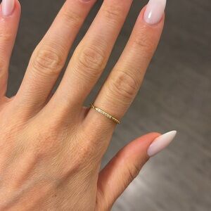 Gold twist thin dainty braided ring Sz 7 s925 sterling silver gold cz